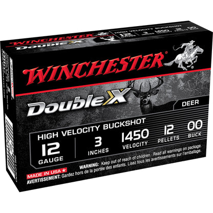 Winchester Double X Buckshot 12 Gauge 3-Inch Shell with 12 Pellets of 00 Buckshot (5 Rounds)