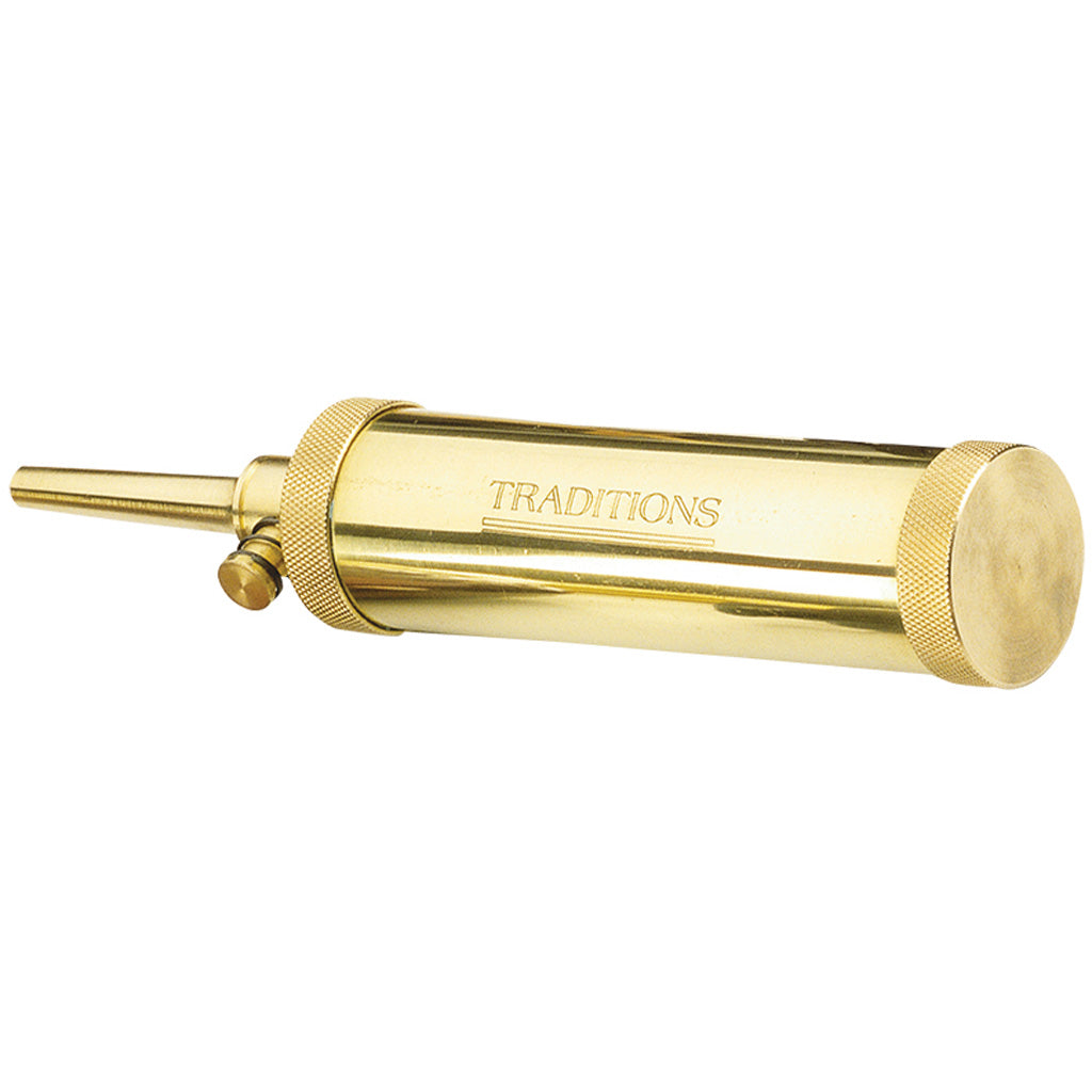 Traditions Deluxe Tubular Brass Powder Flask with Valve * 3 Ounce Capacity