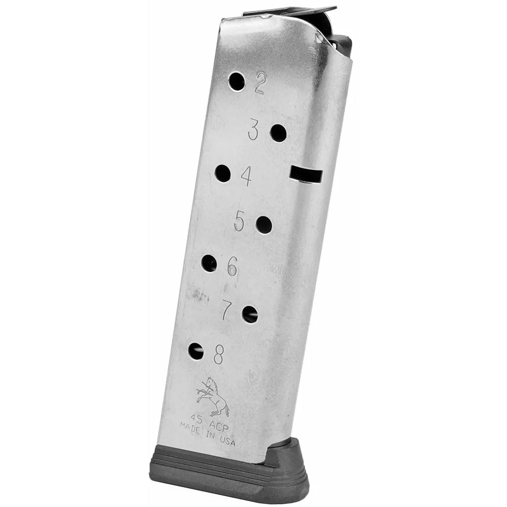 Colt 1911 Magazine .45 ACP 8-Round Stainless Steel with Bumper for Government and Commander Models