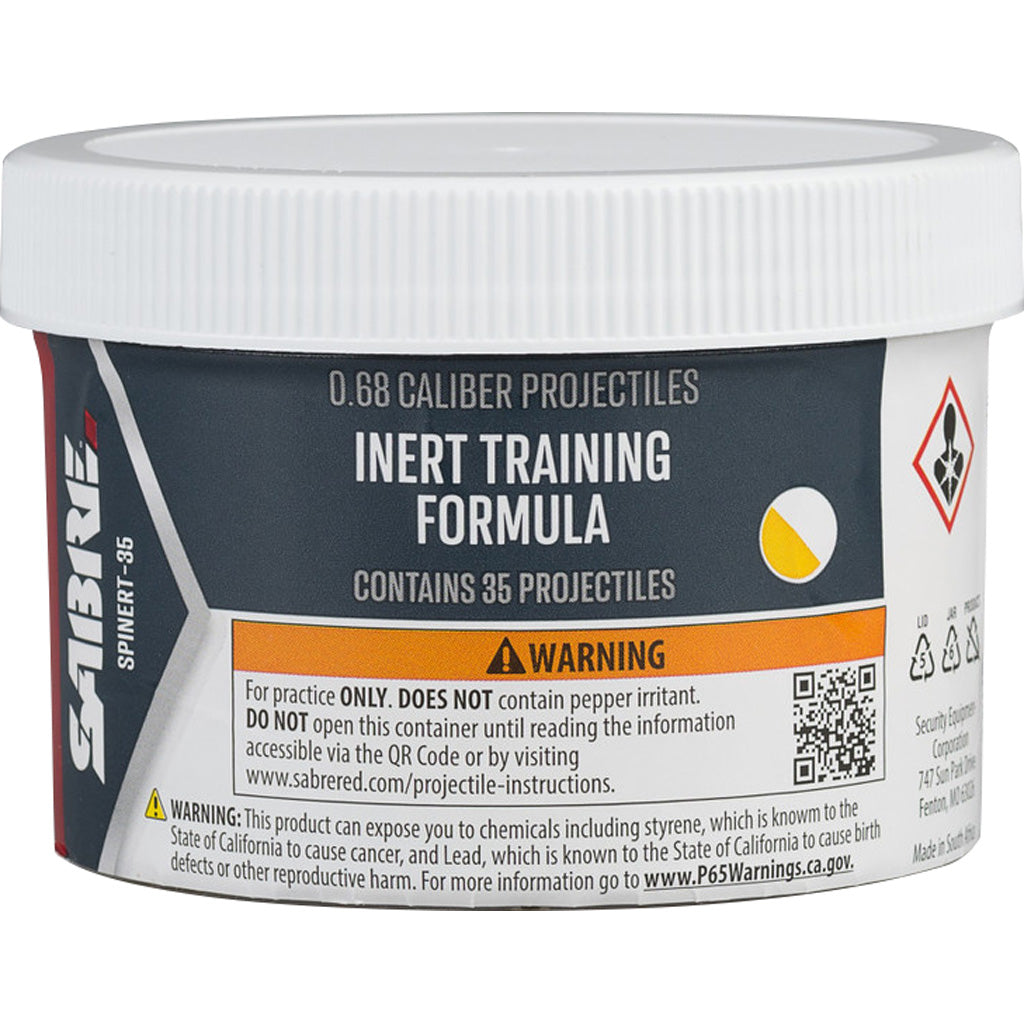 Sabre Inert Practice 0.68 Caliber Projectiles - 35 Count for SL-P1C Pepper Launcher