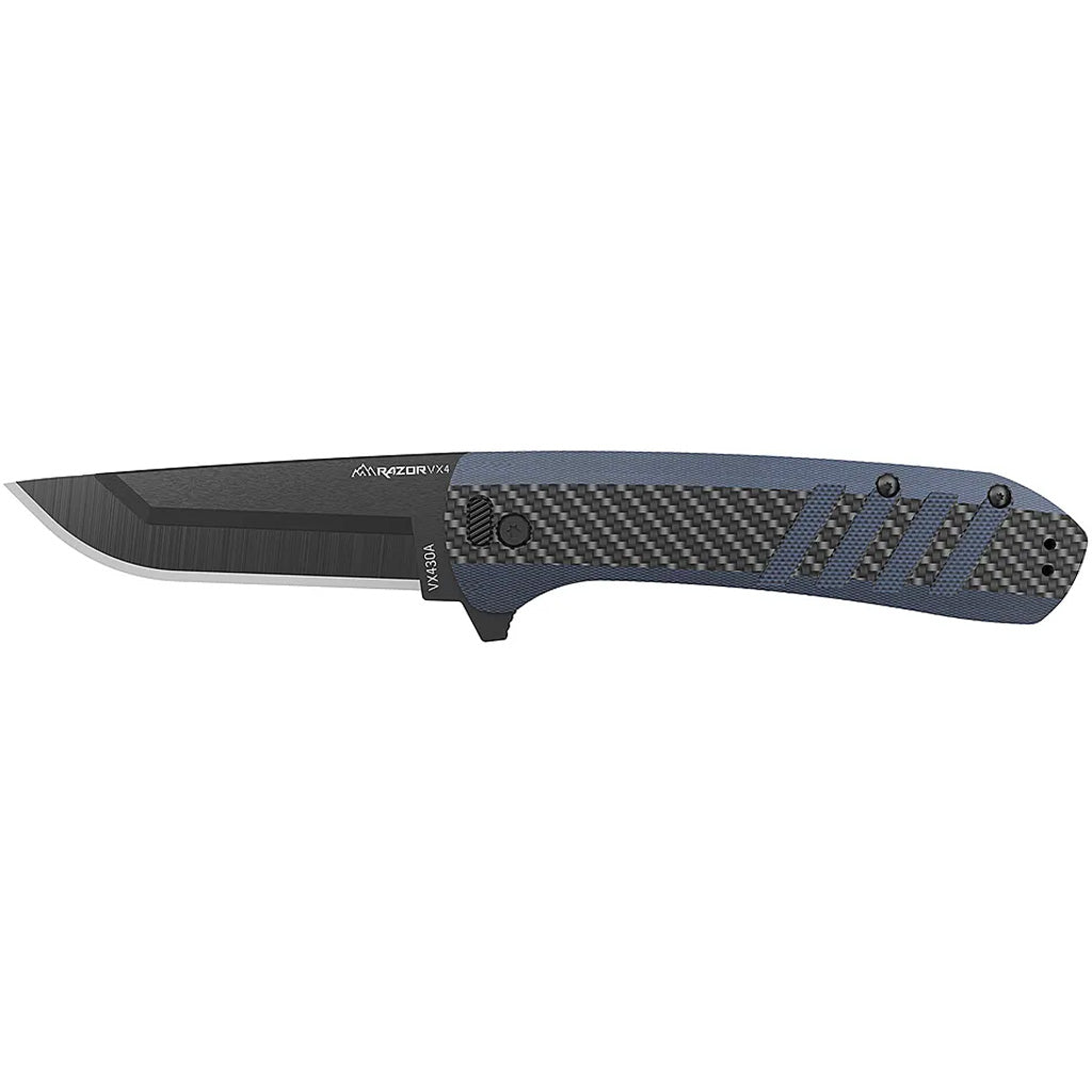 Outdoor Edge Razor Vx4 Blue and Carbon Fiber Folding Knife with 4 Blades