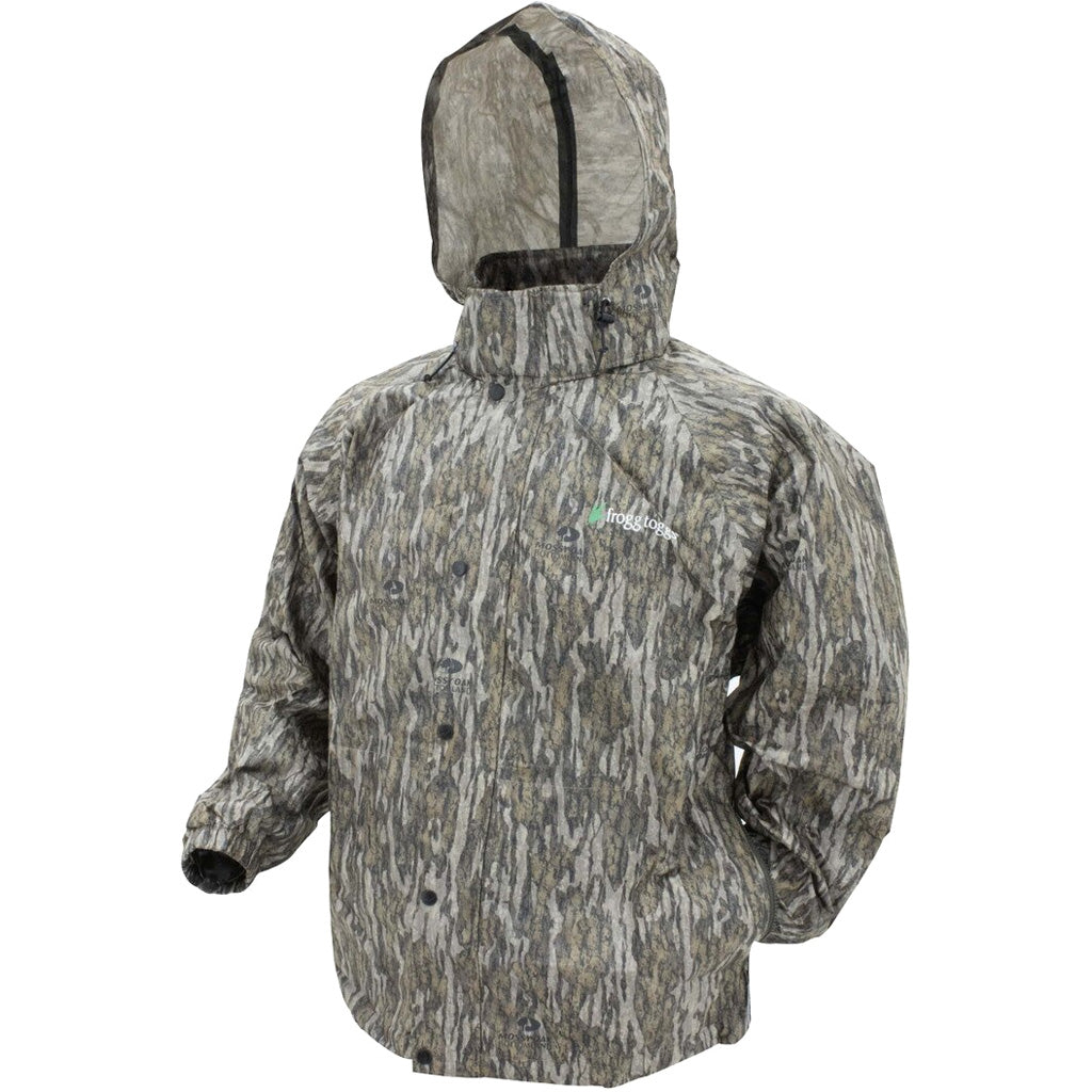 Frogg Toggs Pro Action Jacket Mossy Oak Bottomland XL * Waterproof Hunting and Outdoor Jacket with Adjustable Hood and Storm Flap