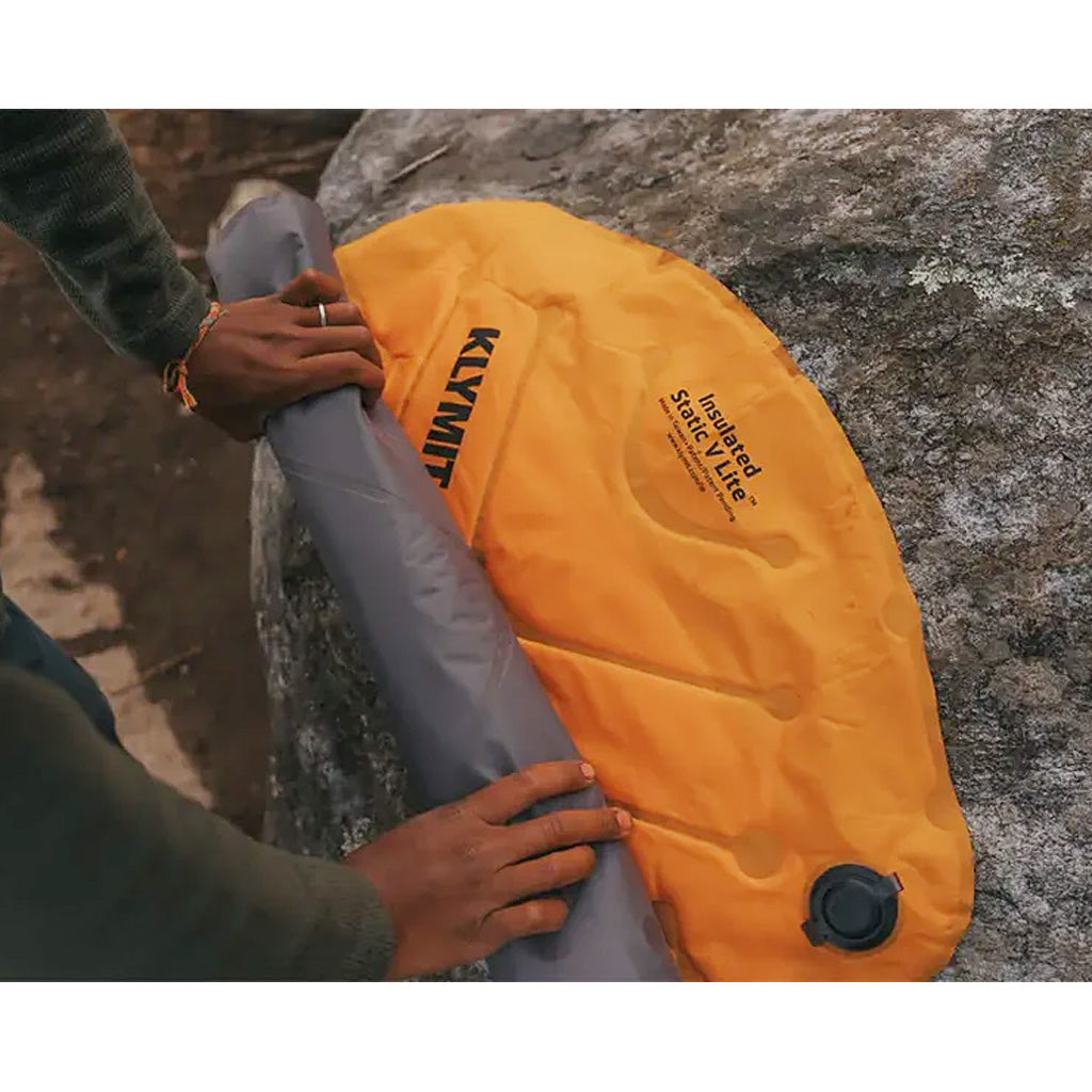 Klymit Insulated Static V Lite Sleeping Pad Mango Orange * Regular Size, Four-Season Comfort and Support