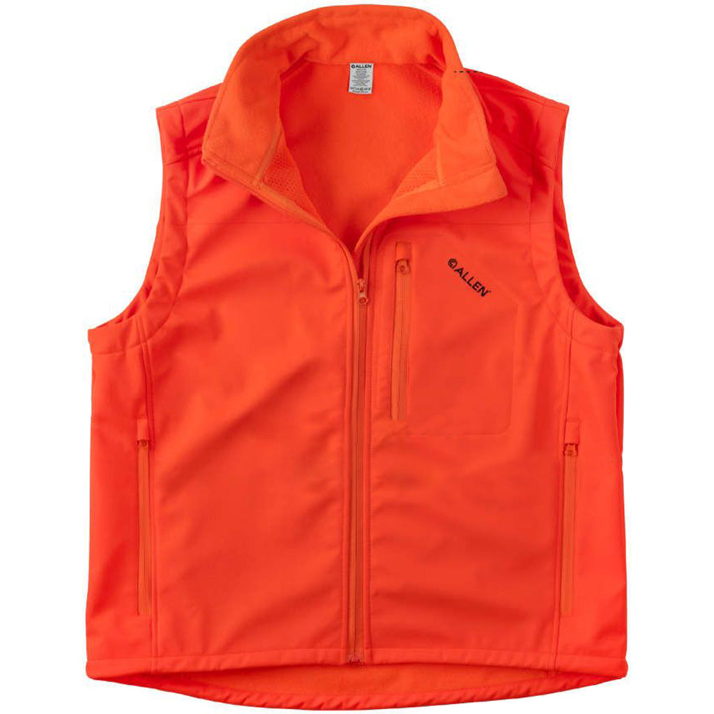 Allen Softshell Blaze Hunting Vest XL - Blaze Orange Waterproof and Breathable Outerwear