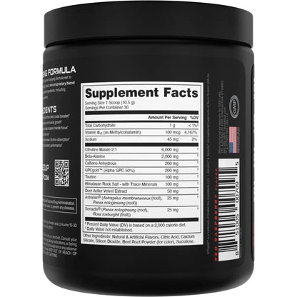 Bucked Up Pre-Workout Blood Raz * 30 Serving Tub with 200mg Caffeine for Focus &amp; Strength