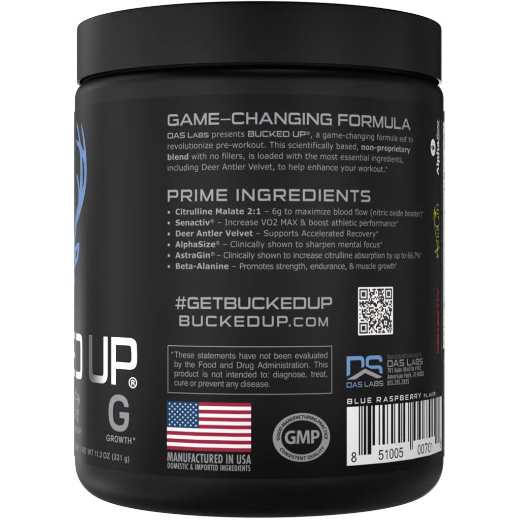 Bucked Up Pre-Workout Blue Raz - 30 Serving Tub by Bucked Up