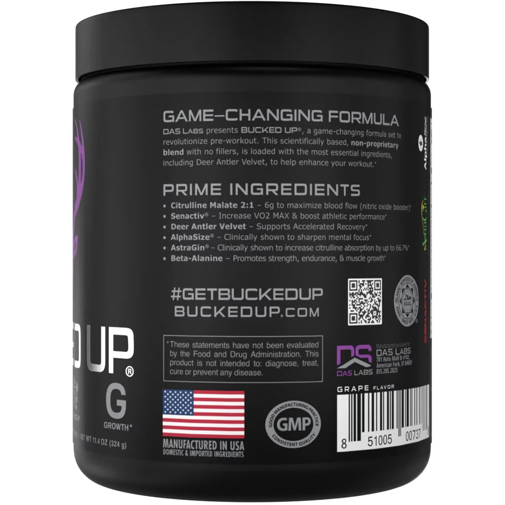 Bucked Up Pre-Workout Grape Gainz - 30 Serving Tub