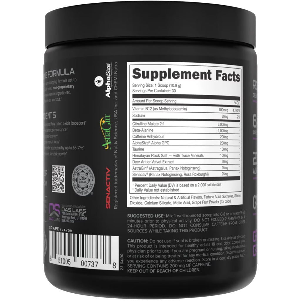 Bucked Up Pre-Workout Grape Gainz - 30 Serving Tub