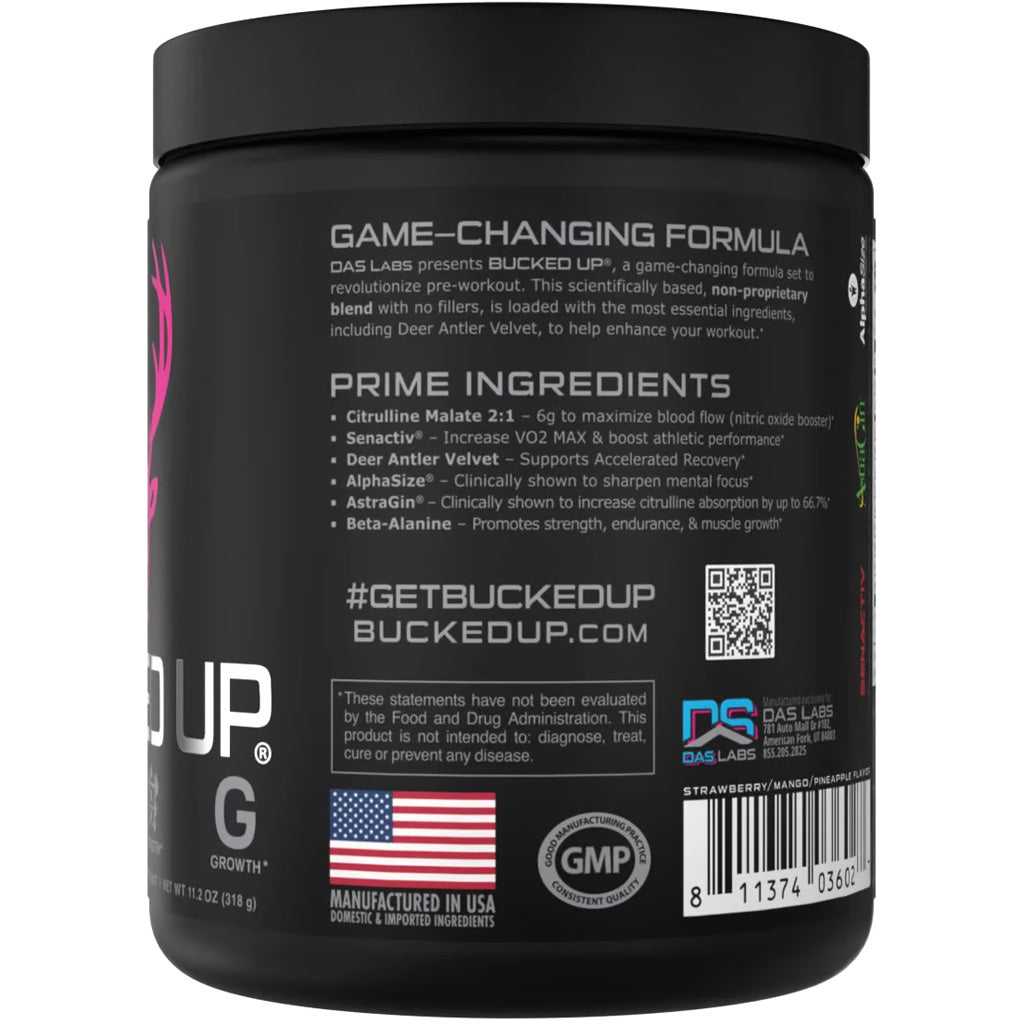 Bucked Up Pre-Workout Miami - 30 Serving Tub with 200mg Caffeine for Focus &amp; Strength