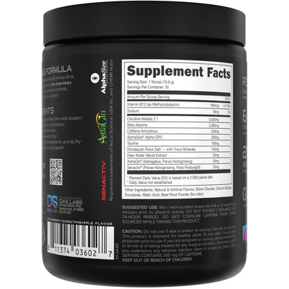 Bucked Up Pre-Workout Miami - 30 Serving Tub with 200mg Caffeine for Focus &amp; Strength