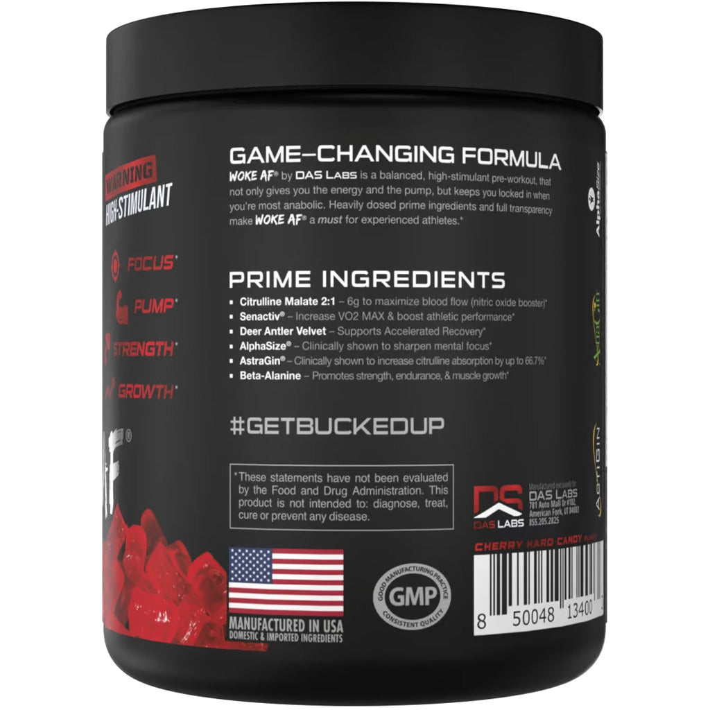 Bucked Up Woke AF Cherry Hard Candy Pre-Workout Supplement - 30 Servings