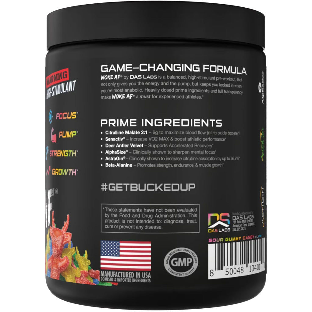 Bucked Up Woke AF Pre-Workout Sour Bucks - 30 Servings | High-Stimulant Energy &amp; Focus Formula