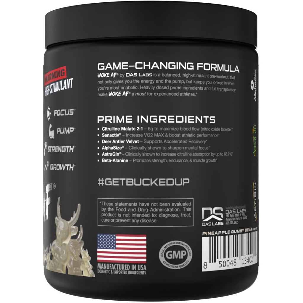 Bucked Up Woke AF Pre-Workout White Gummy Deer * 30 Servings for Enhanced Energy and Focus