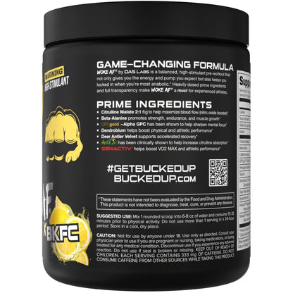 Bucked Up Woke AF Pre-Workout BKFC * 30 Serving Tub with Natural Ingredients and High Stimulant Boost