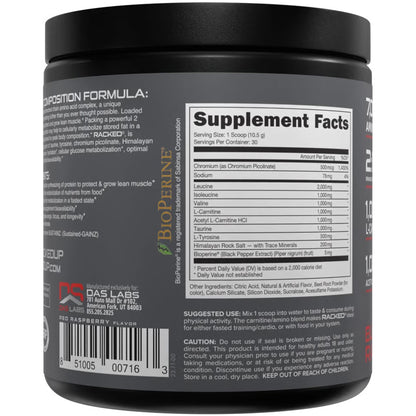 Bucked Up Racked BCAA Blood Raz - 30 Serving Tub for Muscle Recovery and Fat Burning