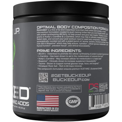 Bucked Up Racked BCAA Watermelon - 30 Servings for Muscle Recovery &amp; Fat Burning