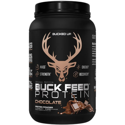 Bucked Up Buck Feed Protein Chocolate - 30 Serving Tub with Deer Antler Velvet &amp; Whey Protein Isolate