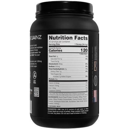 Bucked Up Buck Feed Protein Chocolate - 30 Serving Tub with Deer Antler Velvet &amp; Whey Protein Isolate