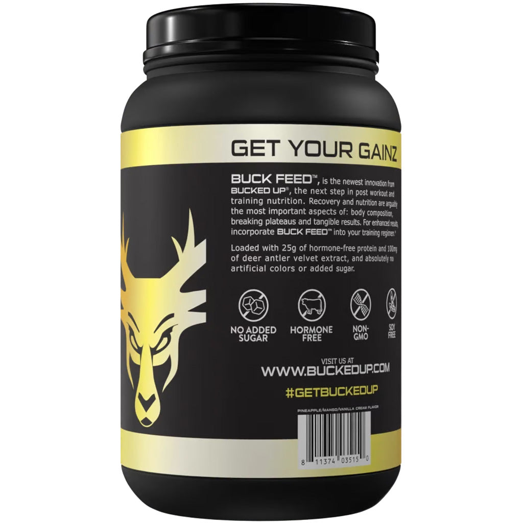 Bucked Up Buck Feed Protein Swole Whipe 30 Serving Tub * Hormone-Free Whey Protein with Deer Antler Velvet Powder