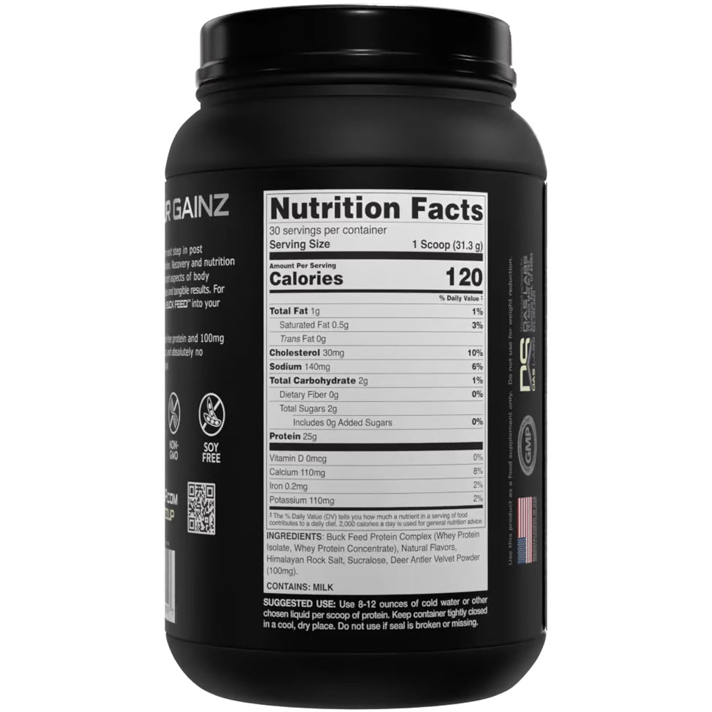 Bucked Up Buck Feed Protein Vanilla, 30 Servings * Hormone-Free Whey Protein Supplement