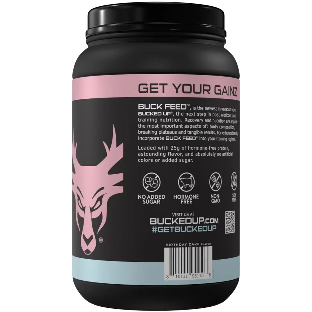 Bucked Up Buck Feed Protein Cake Pop 30 Serving Tub - High-Quality Whey Protein Supplement with Deer Antler Velvet Powder