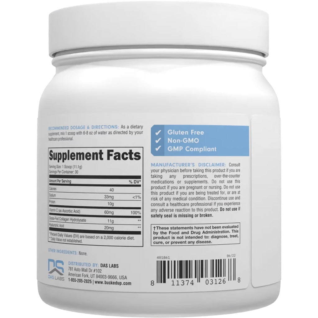 Bucked Up Collagen Peptides 30-Serving Tub - Supports Skin, Joints, and Overall Health