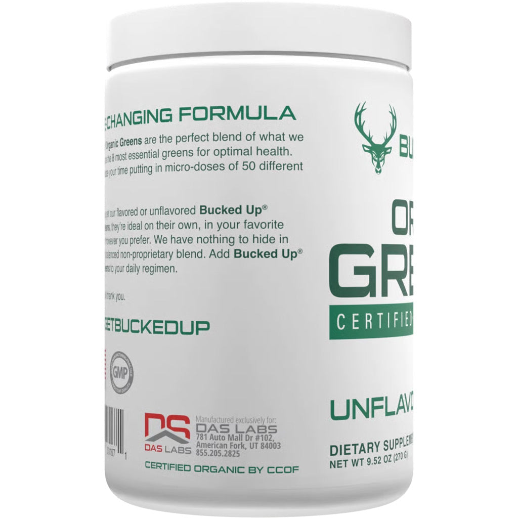 Bucked Up Organic Greens Unflavored - 30 Serving Tub for Daily Wellness and Digestive Health