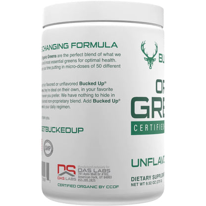 Bucked Up Organic Greens Unflavored - 30 Serving Tub for Daily Wellness and Digestive Health