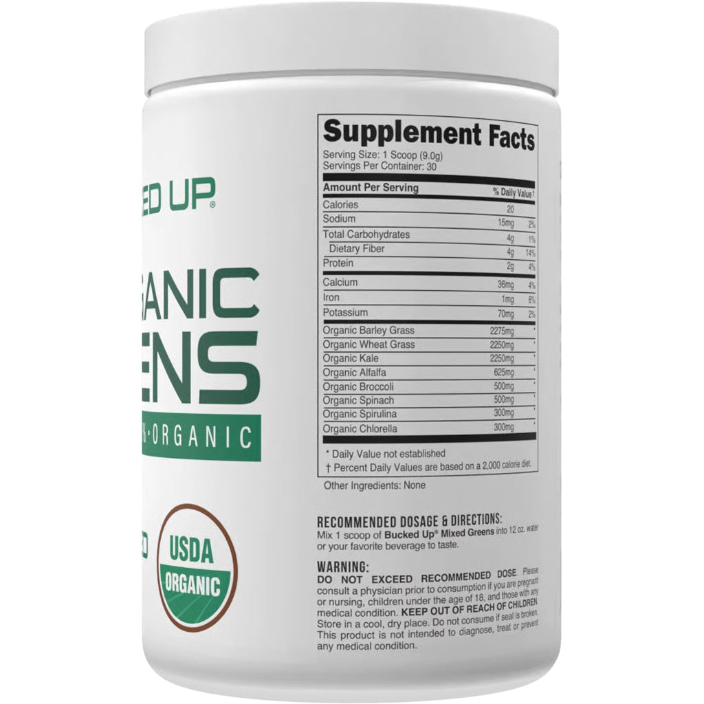 Bucked Up Organic Greens Unflavored - 30 Serving Tub for Daily Wellness and Digestive Health