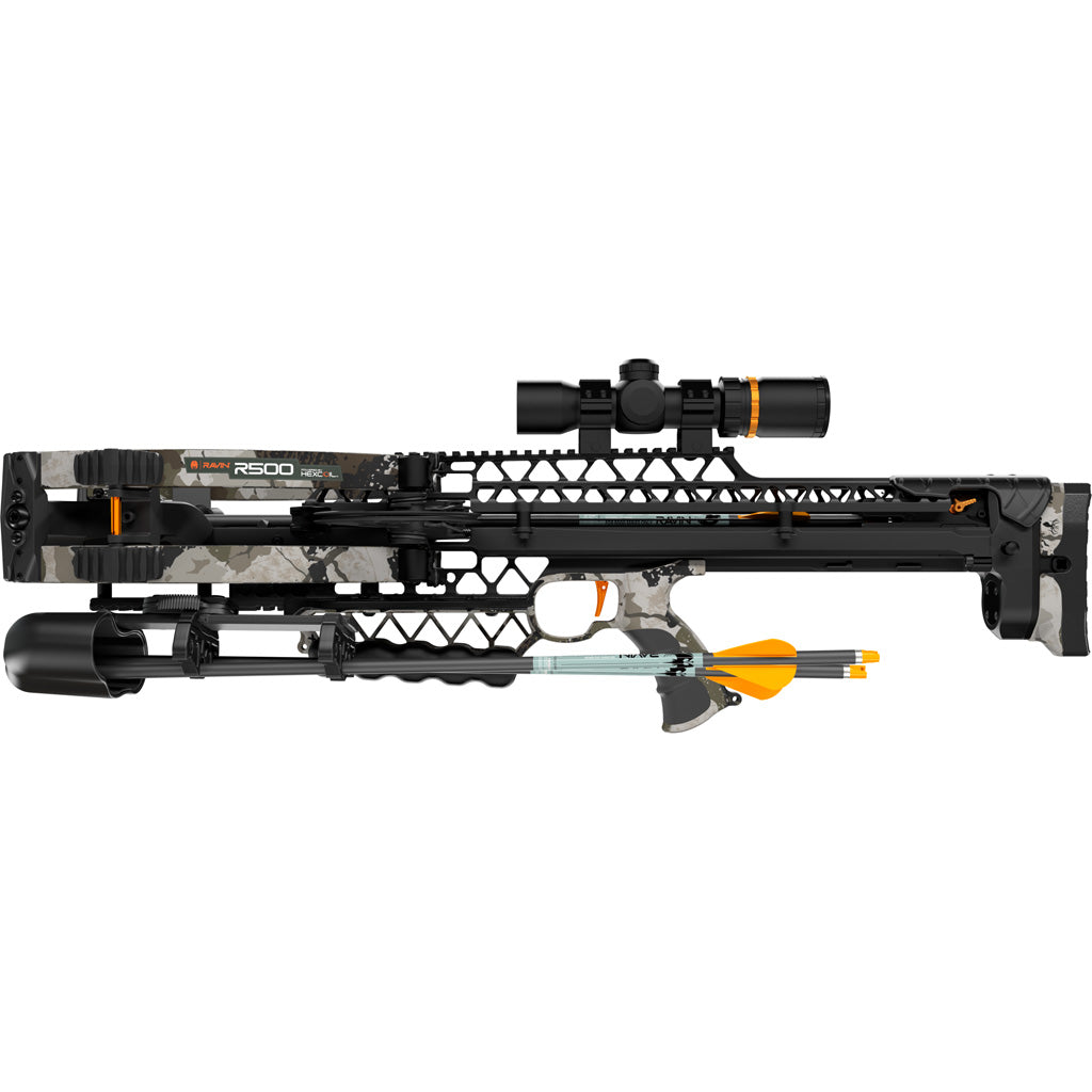 Ravin R500 Crossbow Package Kings XK7 Camo - High-Speed Hunting Bow with Illuminated Scope and Accessories