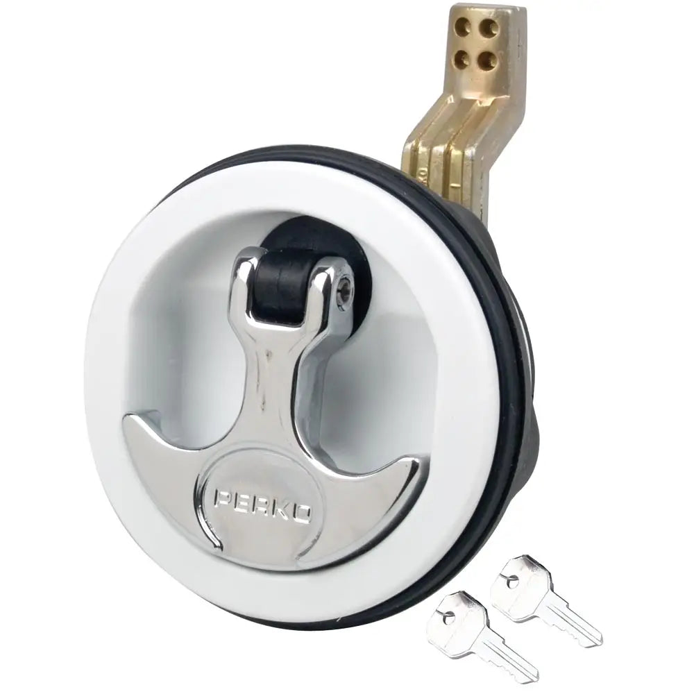 Perko Surface Mount &amp; Latch - White Body, Chrome Handle, Offset Cam Bar, 3/4" - 2-3/8" [1091DP1WHT]