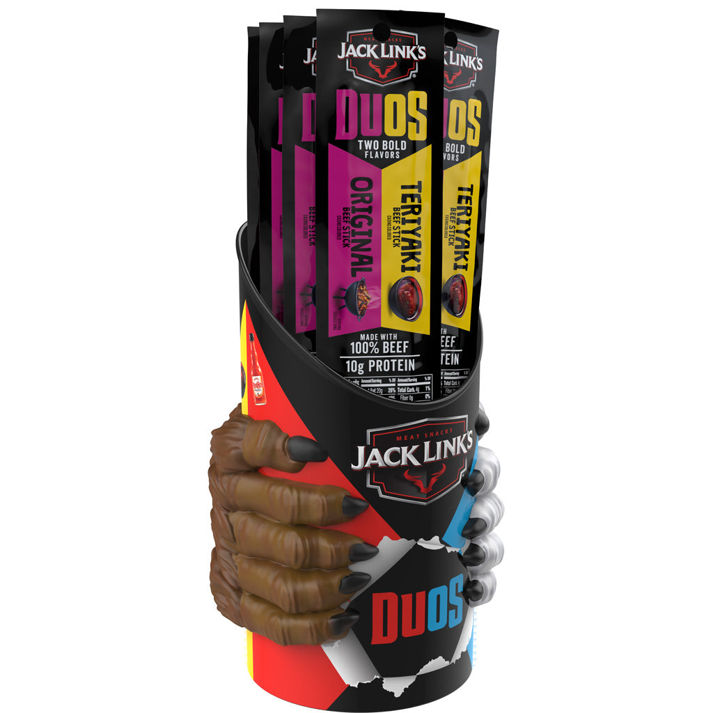 Jack Links 1.84oz Beef Stick Duos Mug Display 40ct Orig &amp; Teriyaki