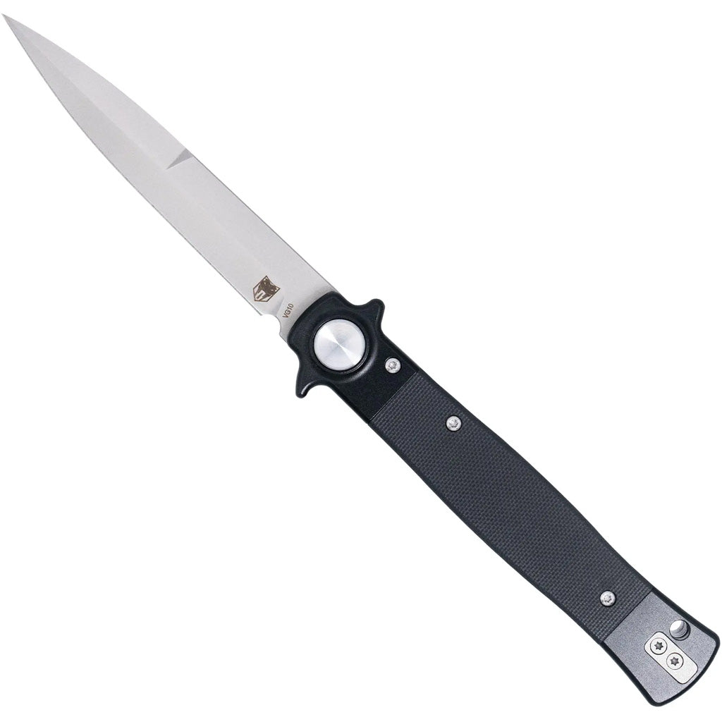 CobraTec Stiletto Button Lock G10 Knife Folding Blade Black/Satin