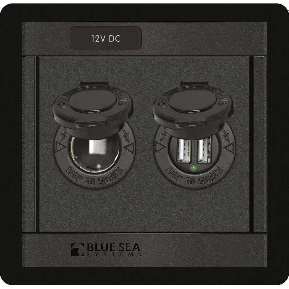 Blue Sea 1478 360 Panel - 12V DC Socket &amp; Dual USB Charger [1478]