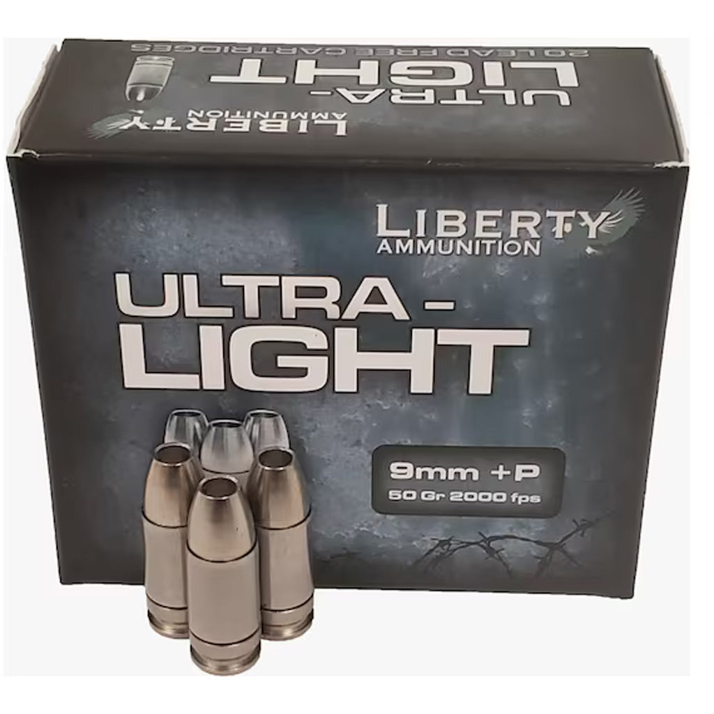Liberty Ultra Light Pistol Ammo 9mm +P 50 gr. 20 rd.