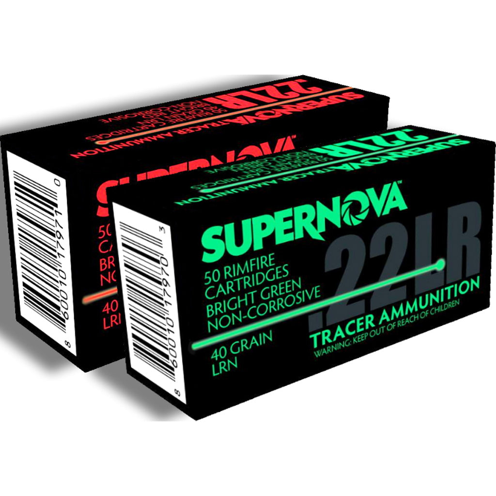 Supernova Tracer Rimfire Ammunition  22 LR 40gr. LRN Red Tracer 50 rd.