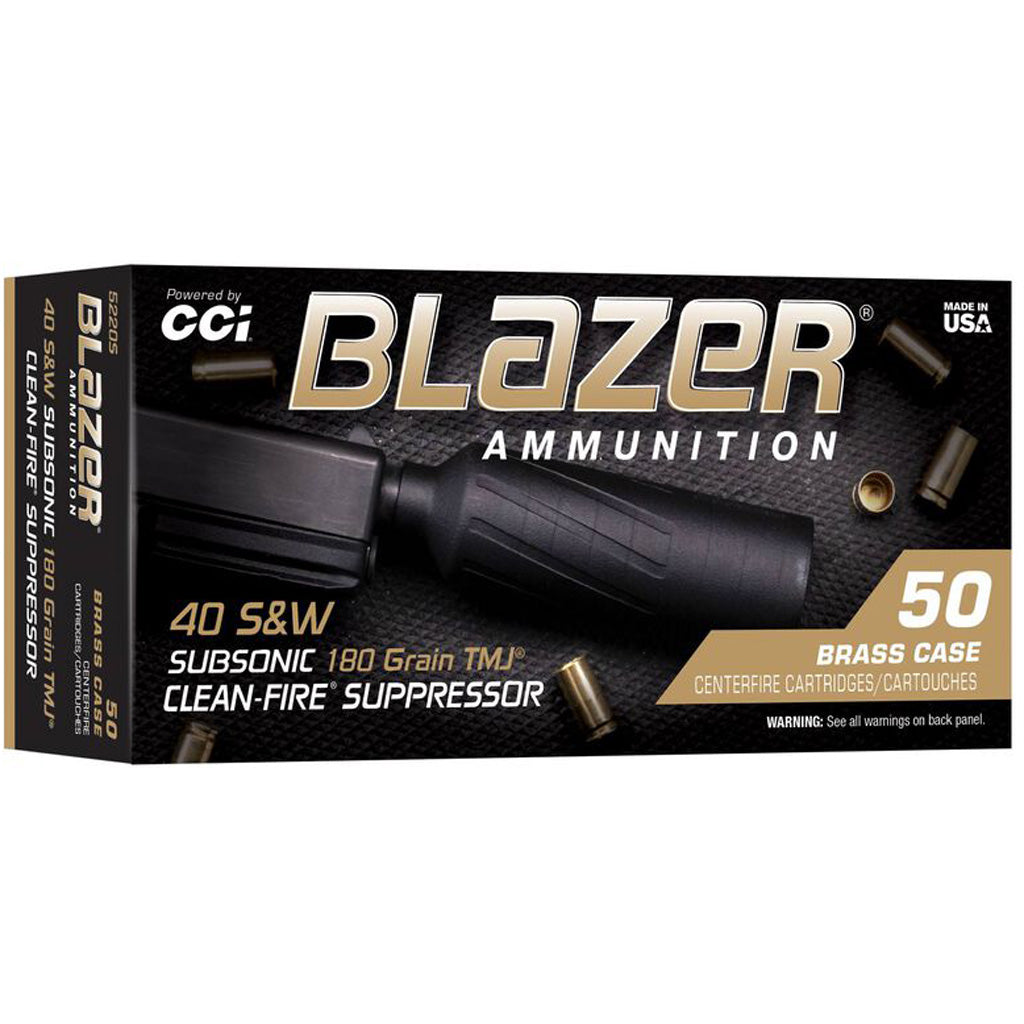 CCI Blazer Clean Fire Suppressor Pistol Ammo 40 S&amp;W 180 gr. TMJ 50 rd.