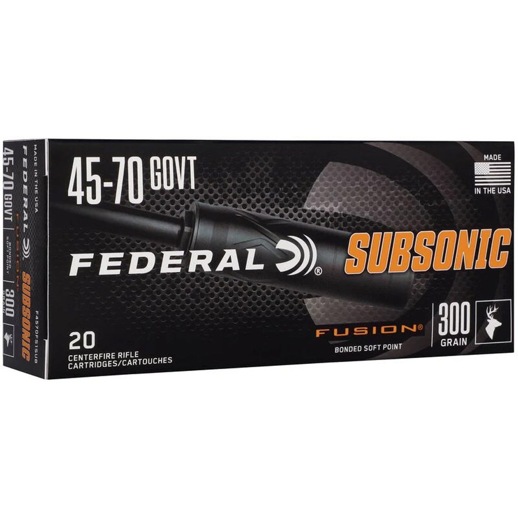 Federal Subsonic Rifle Ammo 45-70 Govt 300 gr. Fusion Subsonic 20 rd.