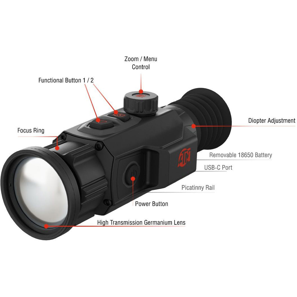 ATN ThOR 6 Mini 256 Thermal Scope 2-16x, 256X192Sensor Black w/Wi-Fi &amp; Recording
