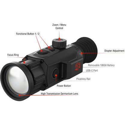 ATN ThOR 6 Mini 256 Thermal Scope 2-16x, 256X192Sensor Black w/Wi-Fi &amp; Recording