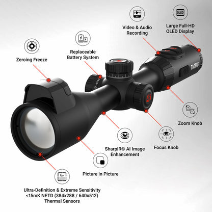 ATN ThOR 6 Elite 384 Thermal Scope 3.5-28x, 384X288 Sensor Black w/Wi-Fi &amp; Recording