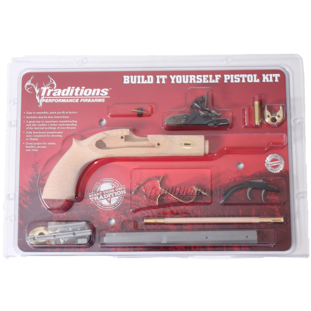 Traditions Crockett Flintlock Pistol Kit .50 Cal 9.75 in. White/Raw Hardwood