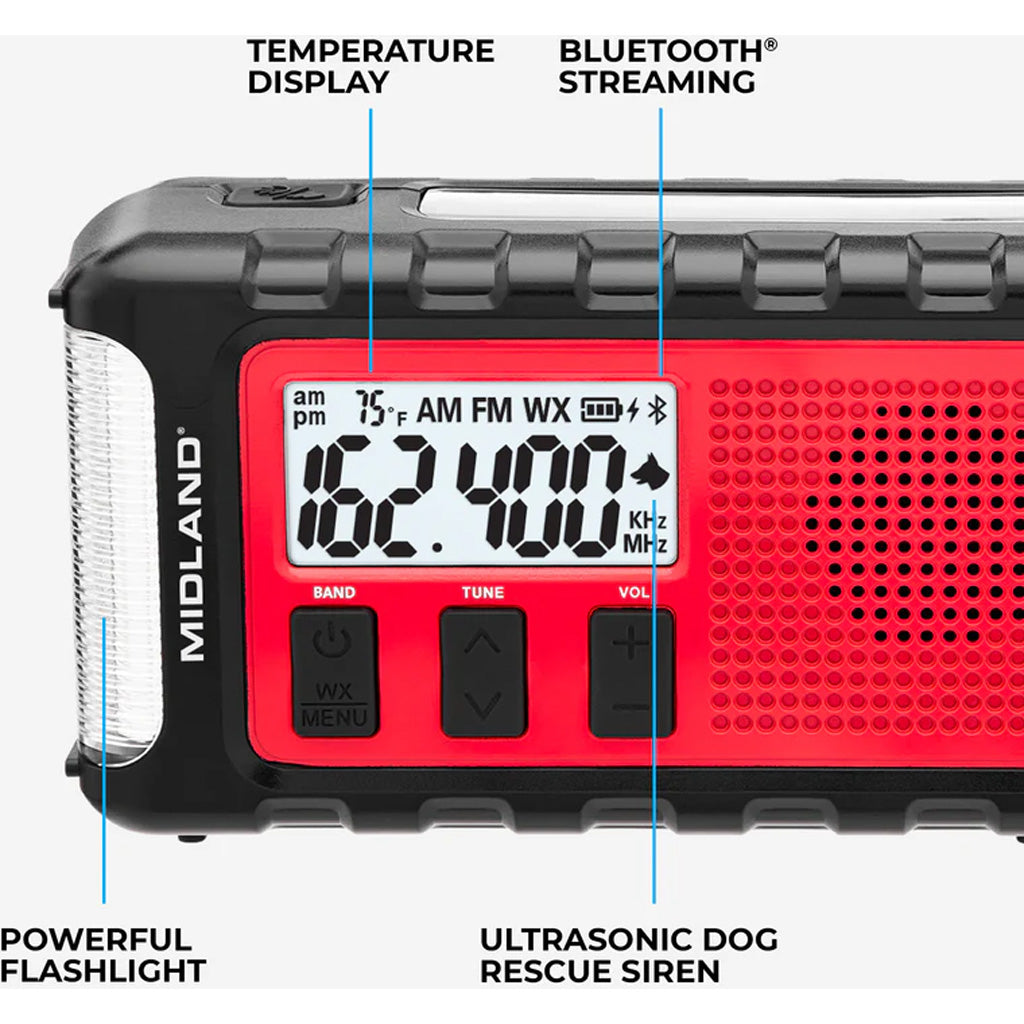 Midland ER310PRO Weather Alert Radio 10,000mAH battery w/Bluetooth &amp; Temp