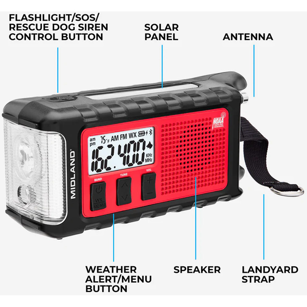Midland ER310PRO Weather Alert Radio 10,000mAH battery w/Bluetooth &amp; Temp