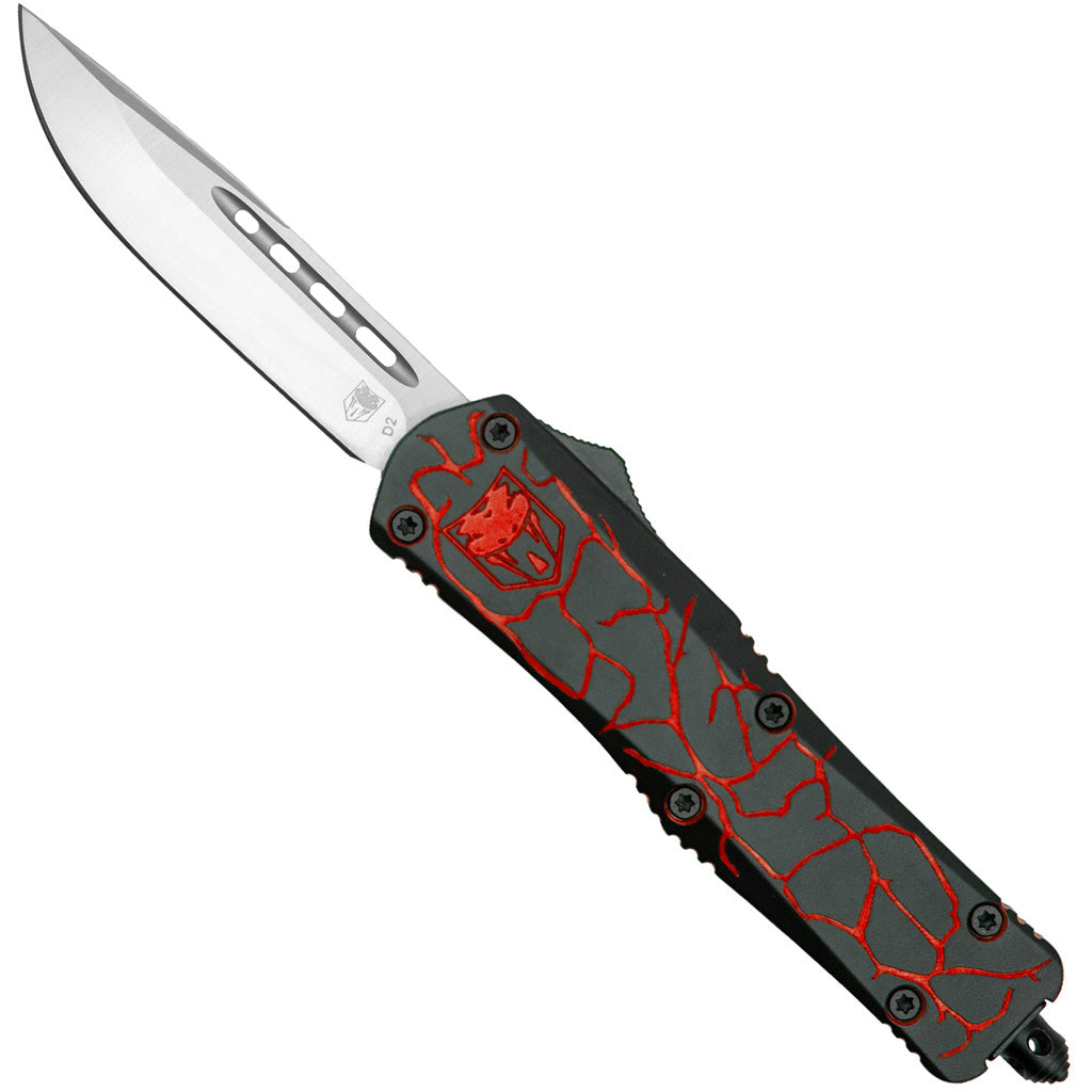 CobraTec Medium FS-3 Cerakote OTF Knife Dual Action OTF Fractured Black/Red