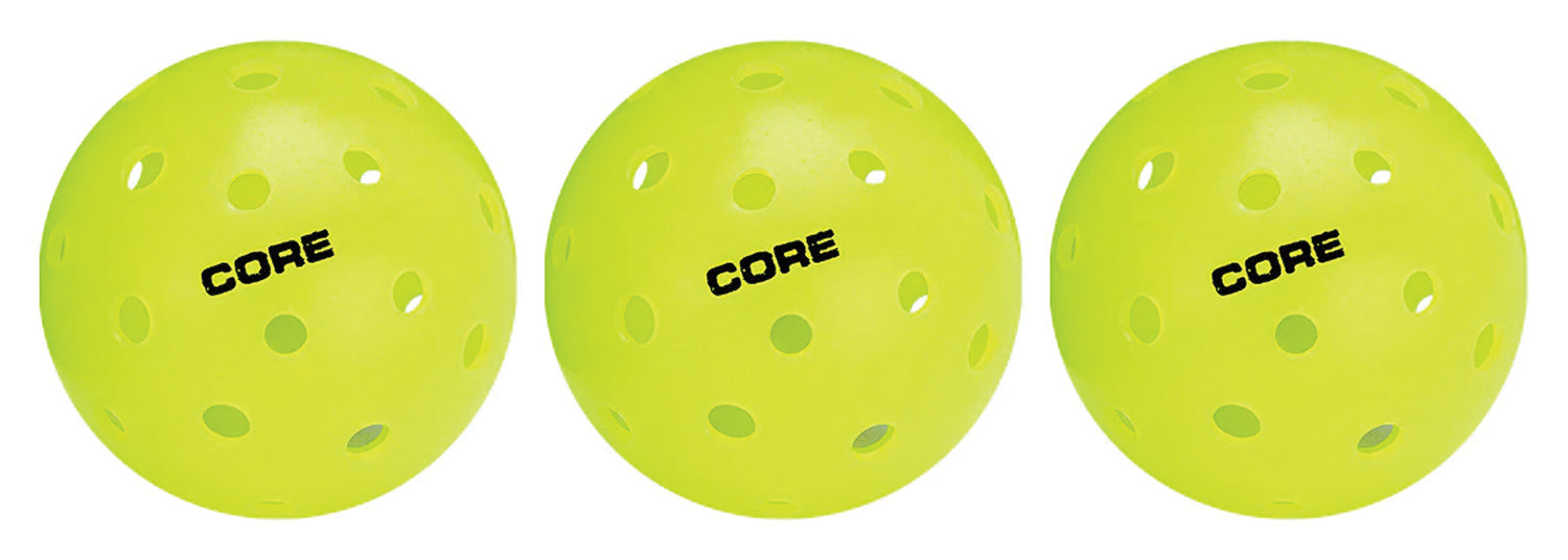 CORE PICKLEBALL Pickleball Balls 3 Pack - High-Performance Outdoor &amp; Indoor Use