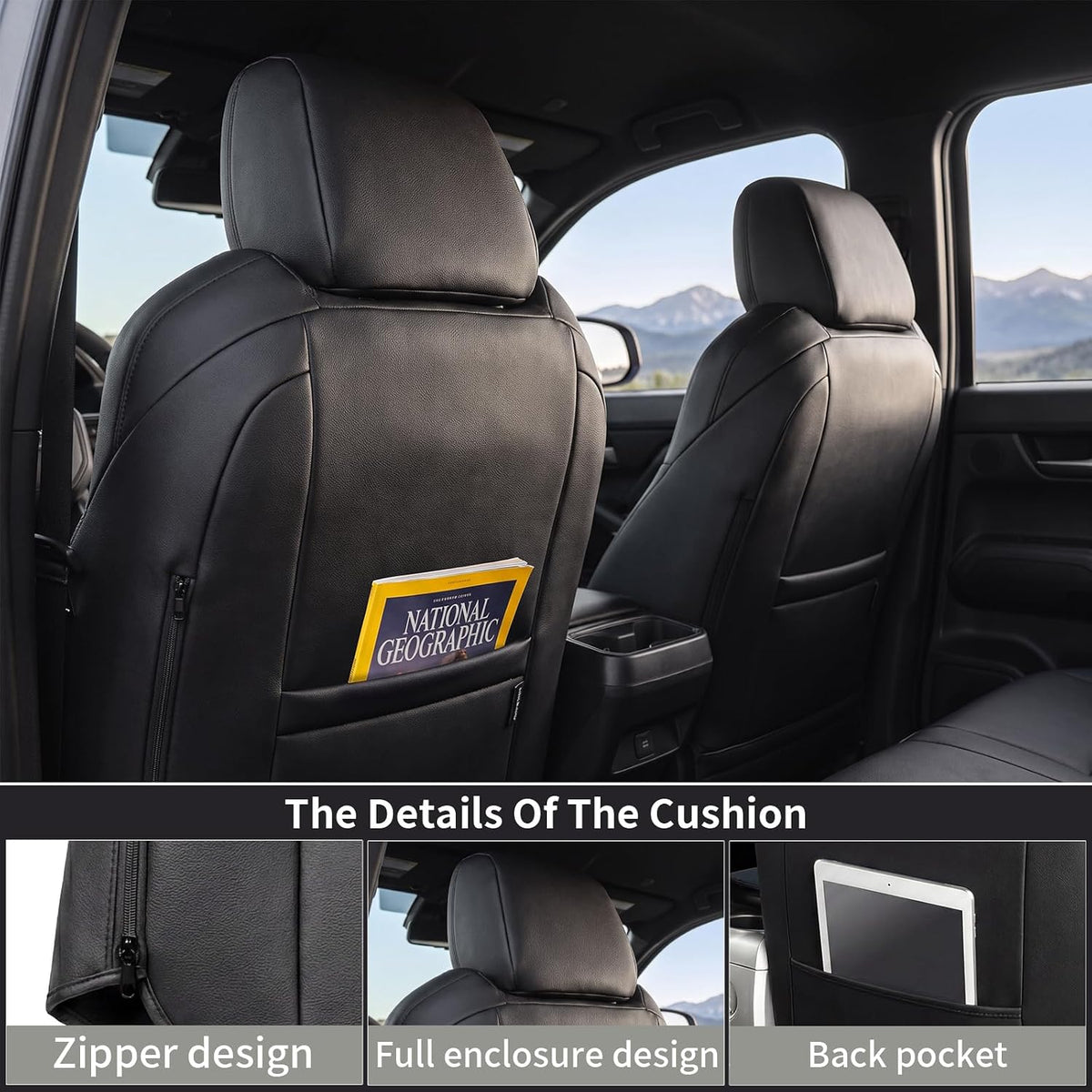Truck Seat Covers for Toyota Tacoma 2024-2026 Double Cab, Nappa Leather, 3D Laser-Scan Custom Fit, Waterproof, Easy-Clean, Full Coverage, Airbag Compatible, Pet &amp; Scratch Protection