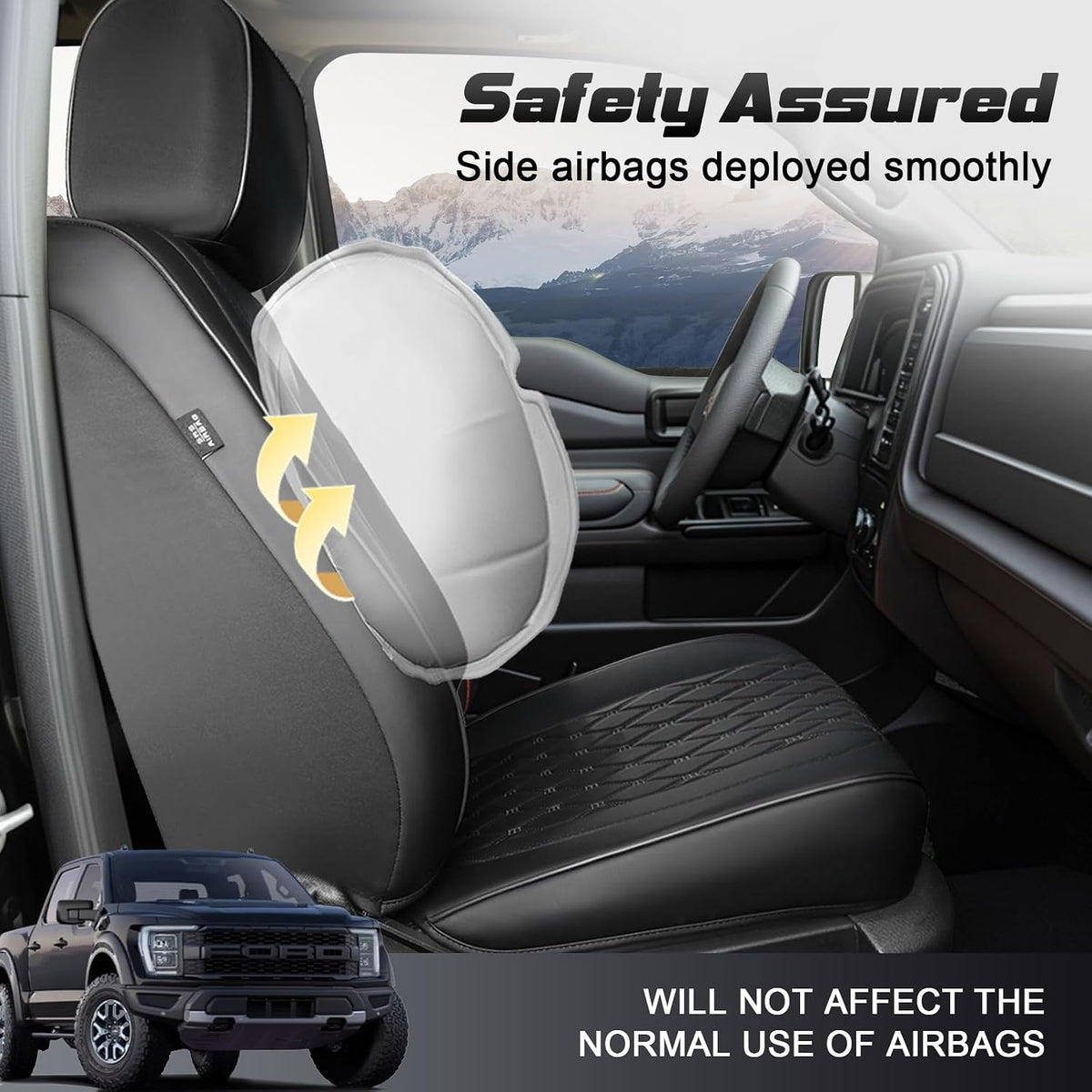 Umbrauto Seat Covers Custom Fit Ford F150, Waterproof Nappa Leather Pickup Truck Seatcovers for 2015-2026 F150 SuperCrew/ 2017-2026 F250 F350 F450 Super Duty Crew Cab XL XLT Lariat King