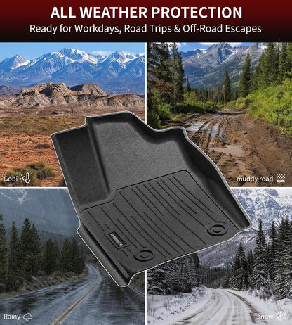 Umbrauto Floor Mats for Chevy Colorado/GMC Canyon 2015-2022 Crew Cab, All Weather TPE Floor Liners, 3D Laser Scanned Custom Fit Car Mats, Waterproof Raised Edge Protection, Easy to Clean