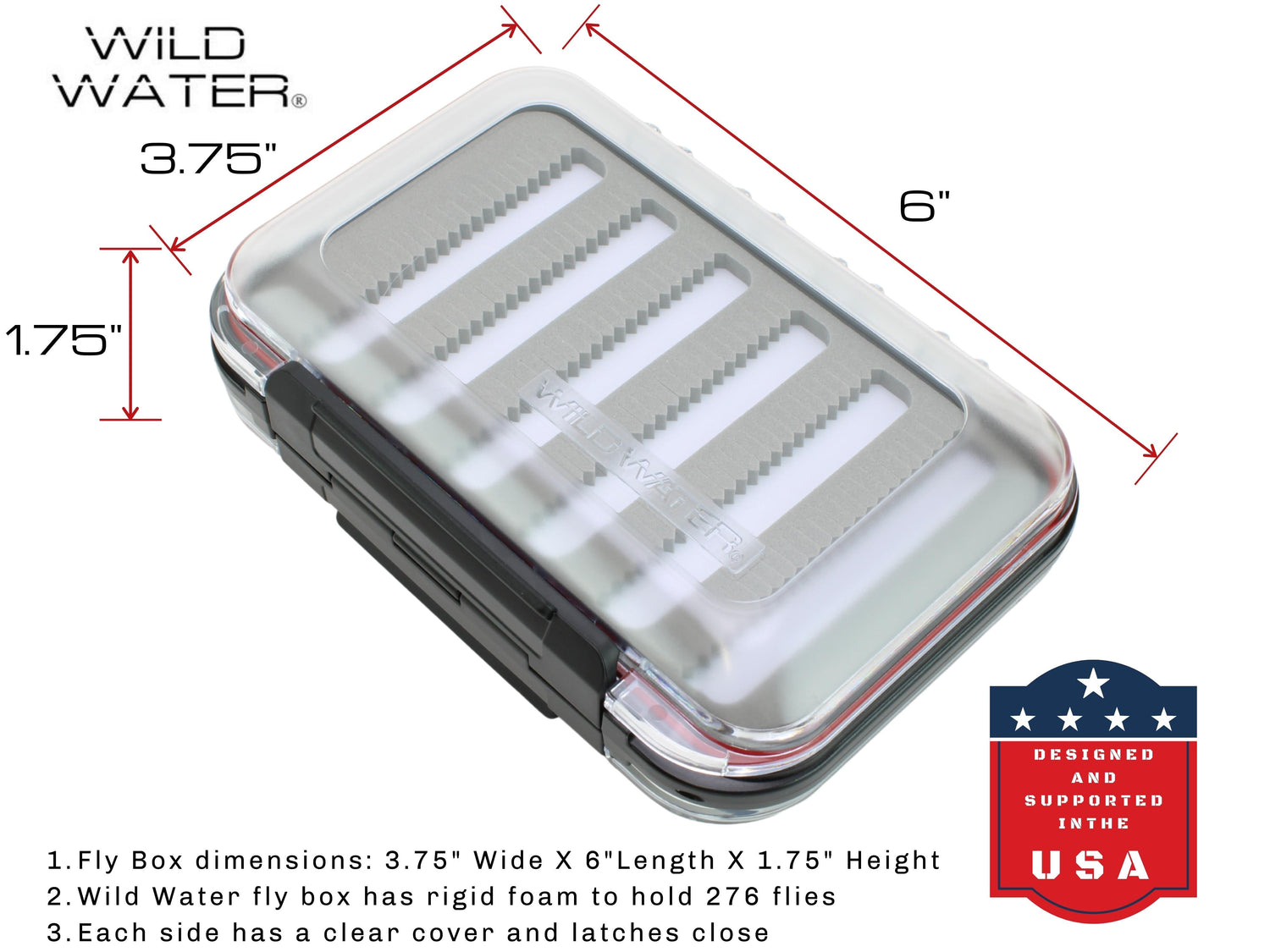 Nymph Fly Assortment, 48 Flies | 2 Sided Fly Box | Wild Water Fly Fishing